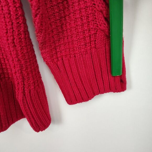 Roaman's Sweater Women's 14/16 Red Rhinestone Accents Cable Knit Pullover Crew - Picture 7 of 8